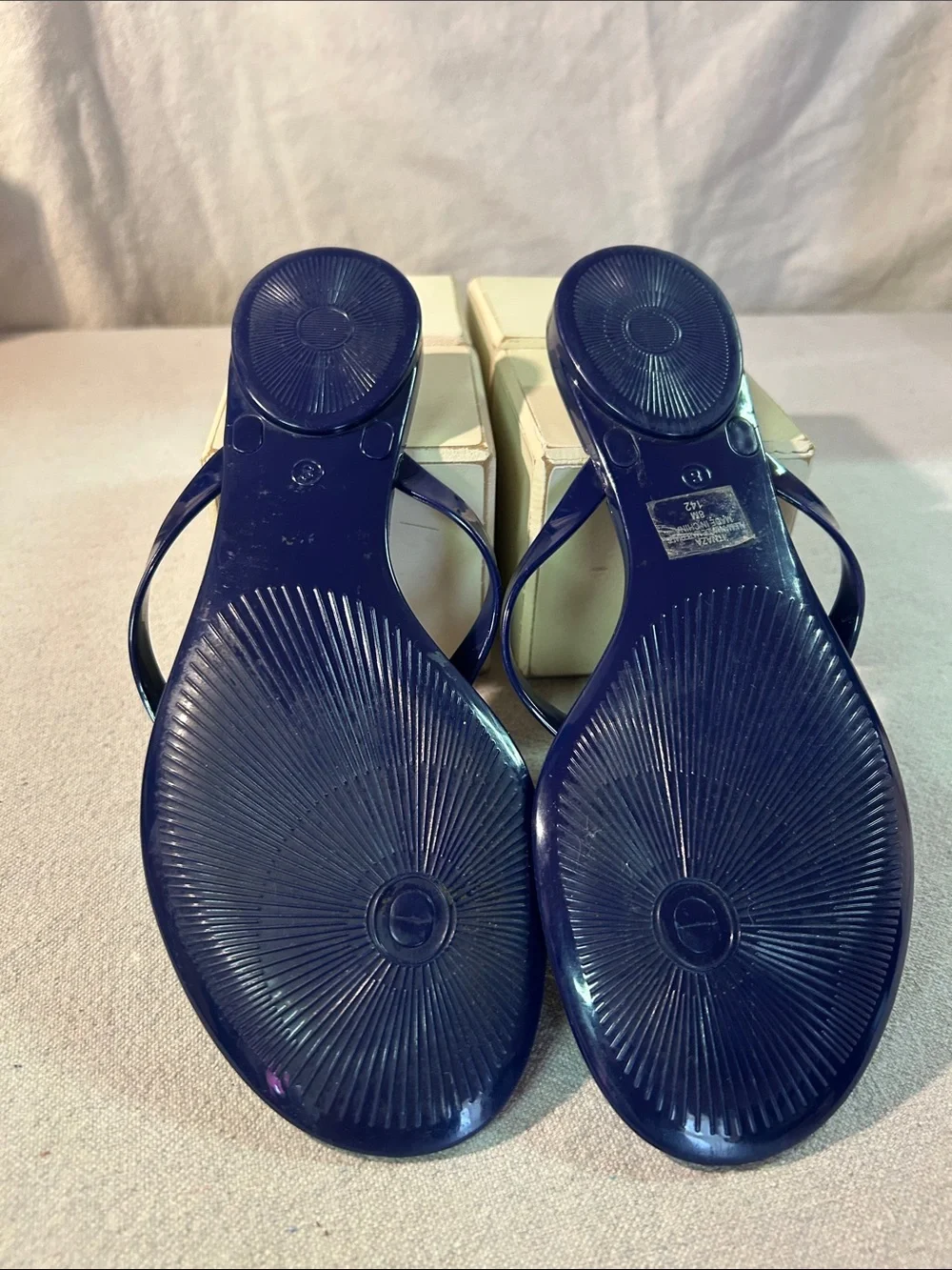 Ivanka Trump Blue Jeweled Knot Thong Sandals